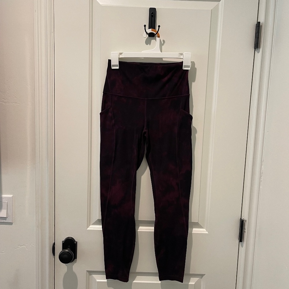 Maroon Tie Die Leggings with Pockets